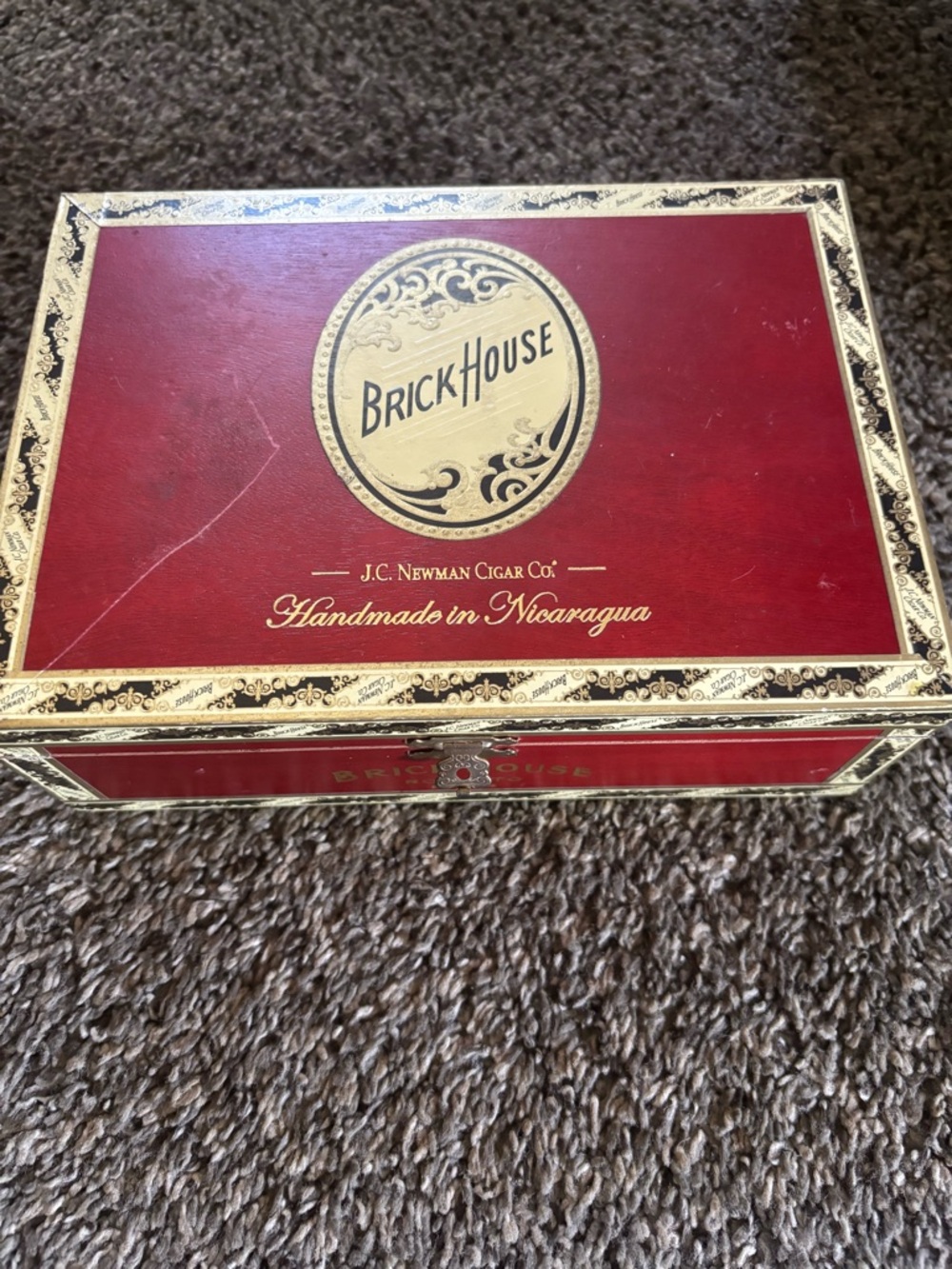 BrickHouse Red & Gold Cigar Humidor Box